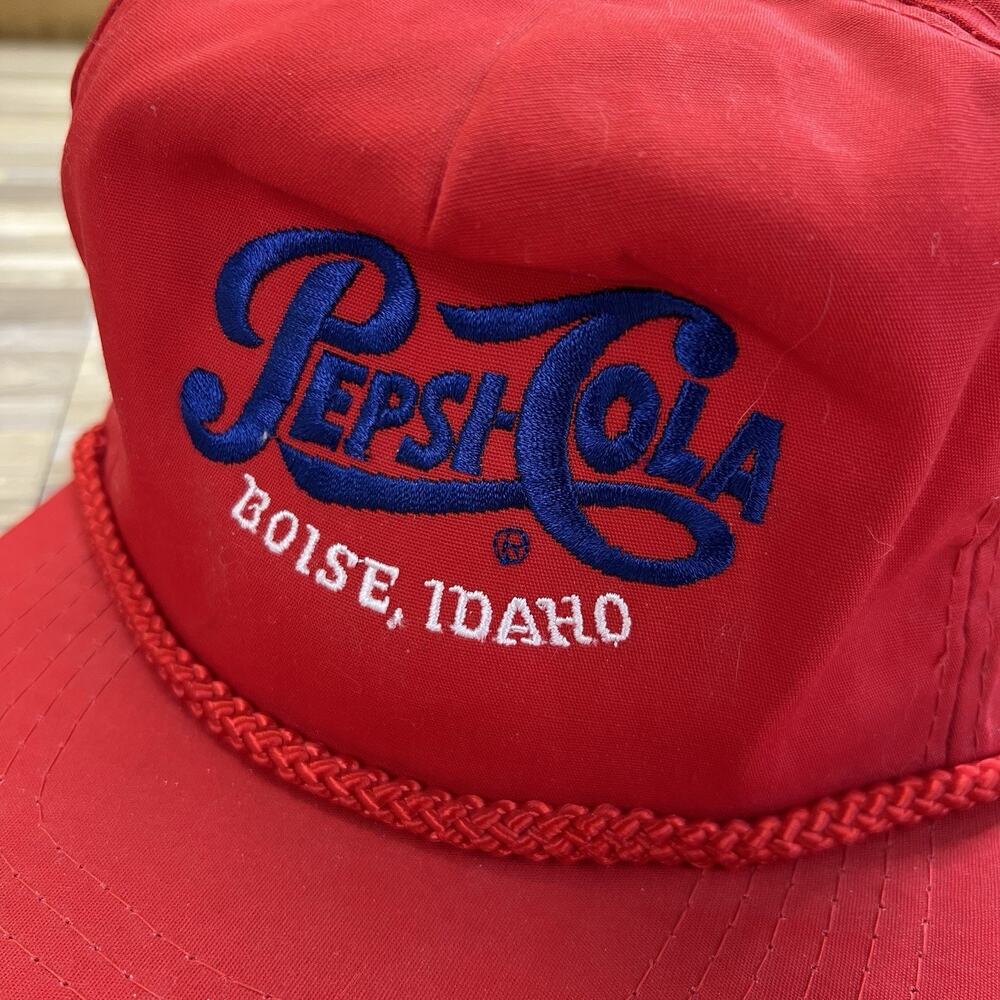 VTG Pepsi Cola Red Hat Boise Idaho Adjustable Cap - JL473
